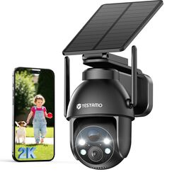 YESYAMO 2K &Uuml;berwachungskamera Aussen Akku, 355&deg;/90&deg; Pan Tilt WLAN Kamera mit Farbnachtsicht, solar Kamera &Uuml;berwachung au&szlig;en, PIR Bewegungsmelder, IP66, Cloud/SD Storage, 2-Wege-Audio, 2,4 GHz WLAN