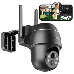 COOAU 5MP &Uuml;berwachungskamera Aussen Akku, Kabellos WLAN IP Kamera Outdoor mit Intelligente PIR-Personenerkennung, Nachtsicht in Farbe, Audio- und Lichtalarm, H.265-Videokomprimierung, Schwarz