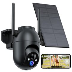 SIIOOE &Uuml;berwachungskamera Aussen Akku und Solar: 2K WLAN Kamera Outdoor Kabellos - 360&deg; PTZ Au&szlig;enkamera mit Monitor Alarmanlage Nachtsichtfunktion WiFi Camera Bewegungsmelder