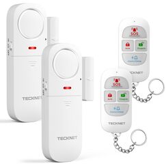 TECKNET Fensteralarm Einbruchschutz, T&uuml;ralarm mit Fernbedienung, Kabellose Alarmanlage, 4 Funktionsmodi der Sirene f&uuml;r Haus, Gesch&auml;ft, Pool und Wohnmobil (2er-Pack)