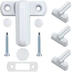 Sandiyago 4 St&uuml;ck Fenstersicherung - Fensterriegel - Schwenkriegel mit Befestigungsschrauben, Einbruchschutz Stabile Zusatzverriegelung f&uuml;r UPVC PVC Fenster Fenster und T&uuml;r - Wei&szlig;
