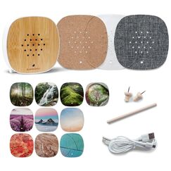 ambiamor Vogelgezwitscher Bewegungsmelder-Box wiederaufladbar mit 3 Wechselcovern, 13+ Styles und 2 Tonspuren - Vogelgesang & Waldquelle