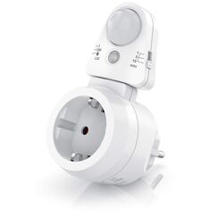 CSL - Steckdosen Bewegungsmelder mit Timer - Zeitschaltuhr digital &ndash; Lichtsensor 3, 600, 1200 Lux &ndash; PIR Infrarotsensor Bewegungssensor &ndash; Sensoreinheit 180&deg; drehbar - 1, 5, 10 Minuten - 10A, 2300 W