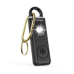 TECKNET Pers&ouml;nlicher Alarm, Taschenalarm mit 130 dB Sirene und LED Signalleuchte, USB Typ-C wiederaufladbar Schl&uuml;sselanh&auml;nger f&uuml;r Frauen, Sicherheitsalarm f&uuml;r Kinder/Frauen/&Auml;ltere/Studenten (Schwarz)