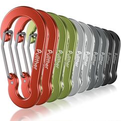 pullther 10 St&uuml;ck Karabinerhaken, 70mm/2.76'' Karabinerhaken gro&szlig;, Aluminium D-Ring Karabiner Schl&uuml;sselanh&auml;nger f&uuml;r Outdoor Sport, Wandern, Camping, Angeln - Mehrfarbig