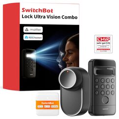 SwitchBot WLAN Smart Lock Ultra mit Keypad Vision, 3D-Gesichts-/Fingerabdruckerkennung, Elektronisches Türschloss mit Aufladbarem Akku, Öffnen per Gesicht, Fingerprint, Code, Alexa, unterstützt Matter