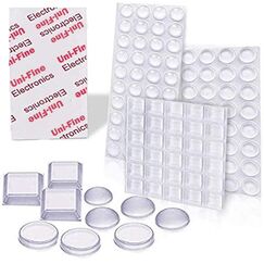 Uni-Fine Schutzpuffer aus Gummi, transparent, Selbstklebende F&uuml;&szlig;e, sto&szlig;fest, ger&auml;uscharm, ideal f&uuml;r M&ouml;bel, Sto&szlig;d&auml;mpfer, selbstklebend, T&uuml;rpuffer (3 Gr&ouml;&szlig;en)