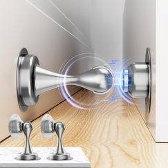 Magnetischer T&uuml;rstopper 2 St&uuml;ck, T&uuml;rstopper aus Edelstahl f&uuml;r die Unterseite der T&uuml;r, Wand und Bodenmontage, Ohne Bohren T&uuml;rschn&auml;pper T&uuml;rhalter mit Klebeb&auml;ndern | Bohren Sie mit Schrauben, Silber