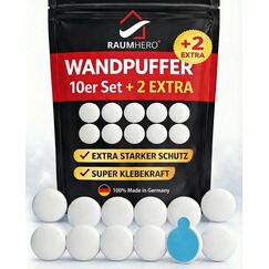 Raumhero 12x T&uuml;rstopper Wand selbstklebend - (Made in Germany) - T&uuml;rpuffer Wand - Idealer Wandschutz - Door Stopper, Wandpuffer, T&uuml;rgriff Stopper