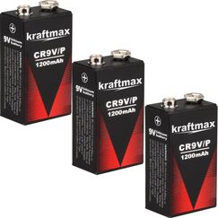 kraftmax 3X 9V Block Lithium Hochleistungs- Longlife Batterien f&uuml;r Rauchmelder/Feuermelder - 10 Jahre Batterie Lebensdauer