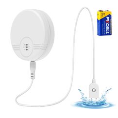 Erdiegle Wassermelder Wasseralarm, 135dB Wasser Sensor Alarm Wasserwarner Flut Detektor f&uuml;r Keller, Badezimmer, Waschk&uuml;che, K&uuml;chen, Garagen, und Dachb&ouml;den (6F22/9V Batterien enthalten) (1 Pack)