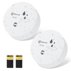 Geevon Wassermelder Wasseralarm2 St&uuml;ck, 100dB Wasserwarner, Wassersensor Alarm, Batteriebetrieben f&uuml;r Keller, Badezimmer, Waschk&uuml;che, K&uuml;chen, Garagen und Dachb&ouml;den (Lieferung mit Batterie)