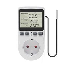 KETOTEK Temperaturregler Steckdose 230V mit F&uuml;hler Digital Thermostat Steckdose Heizung K&uuml;hlung Temperaturschalter f&uuml;r Gew&auml;chshaus K&uuml;hlschrank Wei&szlig;