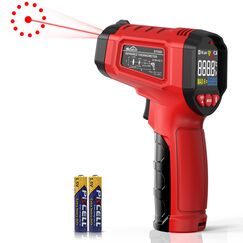 Infrarot-Thermometer, SQECH Temperaturmessger&auml;t -50℃~ 600℃(-58℉~1112℉), mit Einstellbarem Emissionsgrad und Farbiger Hintergrundbeleuchtung, f&uuml;r Kochen, Pizzaofen, K&uuml;hlschrank, Industrie (Rot)