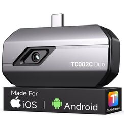 TOPDON TC002C Duo Wärmebildkamera für Android iPhone iOS, 512×384 TISR-Superauflösung Infrarot Kamera mit USB-C, 25Hz, 40mK, -20°C bis 550°C, zur Inspektion von Gebäuden, Fahrzeugen, Leckagen, HLK