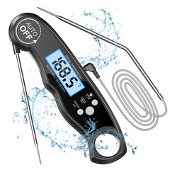 CIRYCASE Fleischthermometer Digital, Sofort Ablesbares Bratenthermometer Grillthermometer, Externe Sonde mit 2 Lange Sonde & Magnet, Alarmfunktion, Thermometer Laborthermometer f&uuml;r K&uuml;che, BBQ, Ofen