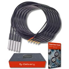 AZDelivery 5 x DS18B20 3M Kabel digitaler Edelstahl Temperatursensor Temperaturf&uuml;hler, wasserdicht kompatibel mit Arduino und Raspberry Pi inklusive E-Book | kompatibel mit Shelly Temperatursensor