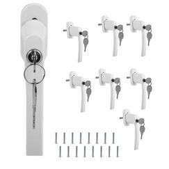 Fiqops Fenstergriffe Wei&szlig; 8 St&uuml;ck Aluminium Abschlie&szlig;bare Fenstergriffe Kindersicherung Fenstersicherung mit Schloss mit 16 Gleichen Schl&uuml;sselpaaren