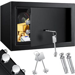 KESSER&reg; Tresor M&ouml;beltresor mit Doppelbartschloss, Safe Geldschrank Boden-Wandtresor Wandsafe 30x20x20cm ink. 2 x Schl&uuml;ssel & Befestigungsschraube, Schwarz