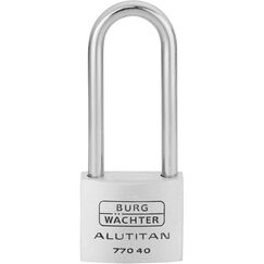 Burg-W&auml;chter Vorhangschloss, Vorh&auml;ngeschloss mit Schl&uuml;ssel, 6,9 mm B&uuml;gelst&auml;rke, massives Aluminiumschloss, Innenwerk rostfrei, Geh&auml;rtet, Alutitan 770 HB 40 65 SB