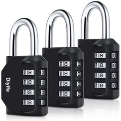 Diyife 3 St&uuml;ck 4-Stelliges Zahlenschloss, Vorh&auml;ngeschloss, Kombinationsschloss, Wetterfestes Metall, Plated Steel Combination Lock f&uuml;r Schule, Gym Locker, Hasp Cabinet, Storage, Garage, Gatter
