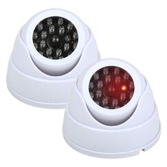 BUYGOO 2 pcs Kamera Attrappe, CCTV Dummy Sicherheits Dome Kameras, Fake &uuml;berwachungskamera mit Rot Blinkender LED, &Uuml;berwachungskamera Attrappen, Dummy Kamera Attrappe, f&uuml;r Innen Au&szlig;enbereich