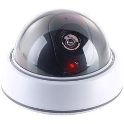 VisorTech Kamera Attrappen: Dome-&Uuml;berwachungskamera-Attrappe mit durchsichtiger Kuppel und LED (Kamera Fake, &Uuml;berwachungskamera Dummy-Attrappen, Alarmanlage)