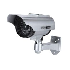 Sonew Kamera Attrappe Au&szlig;en, Dummy Kamera f&uuml;r Innen/Au&szlig;en, &Uuml;berwachungskamera f&uuml;r &Uuml;berwachungskameras mit roter Blinkender LED(Silver)