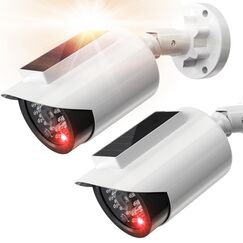 Myiosus 2 St&uuml;ck Security Dummy Kamera Solar Attrappe - Kamera Atrappe Au&szlig;en f&uuml;r Au&szlig;en mit Blinkendem LED Licht Sicherheitskamera, &Uuml;berwachungskamera f&uuml;r Innen, Outdoor, Zuhause und B&uuml;ro &Uuml;berwachung