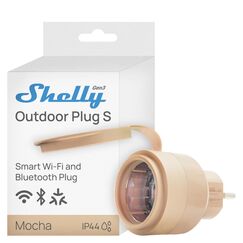 Shelly Outdoor Plug S Gen3, WLAN Smarte Steckdose f&uuml;r den Au&szlig;enbereich, IP44, Matter-Zertifiziert, 12A, 2500W, Au&szlig;enbeleuchtung, Leistungsmessung, Au&szlig;enautomatisierung, Alexa, Google, Apple Homekit