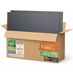 Solarway 445W Solarpanel Full Black Bifazial Glas/Glas PV Panel mit positiver Leistungstoleranz von 0-5 Watt, n-type, geeignet für Balkonkraftwerk