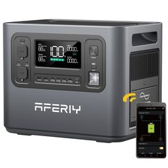 AFERIY 2400W Tragbare Powerstation, 2048Wh LiFePO4 Batterie, 1,5 Stunde Schnellladung, 13 Anschlüsse, Sinuswellen 230V, USV, Mobile Stromversorgung für Outdoors Camping, 7 Jahre Garantie