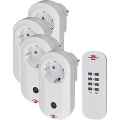 Brennenstuhl Funkschalt-Set RC CE1 4001, 4er Funksteckdosen Set (Innenbereich, mit Handsender und erh&ouml;htem Ber&uuml;hrungsschutz) wei&szlig;