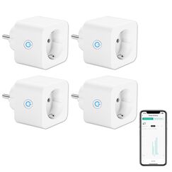 ANTELA WLAN Smart Steckdose 16A Stromverbrauch Messen kompatibel mit Alexa/Google Home, Kinderschutz, Smart Life APP, 2,4GHz, 3680W, 4PCs