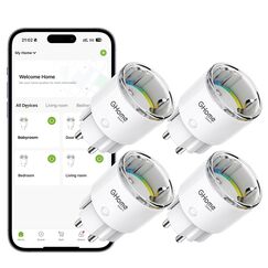 GHome Smart WLAN Steckdose, Kleinste Smart Home Steckdose mit Strommessung, App- und Sprachsteuerung, Funktioniert mit Alexa/Google Home, Zeitplan,T&Uuml;V-Zertifiziert, 10A, 4er Pack, Nur 2,4GHz WiFi