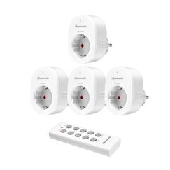 DEWENWILS Funksteckdosen mit Fernbedienung, 2300W Steckdose mit 1er Fernbedienung, 30M Reichweite Funksteckdose 4er Set f&uuml;r Feiertagsdeko, Programmierbar und Erweiterbar, Wei&szlig;