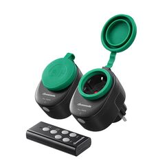 DEWENWILS Funksteckdosen mit Fernbedienung Aussen, 16A 3680W, IP44, 2er Steckdosen, Feiertagsdeko, 30m Reichweite, Programmierbar, wasserdicht