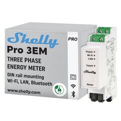 Shelly Pro 3EM (120A) - WLAN & LAN Dreiphasiger Smart Energiez&auml;hler, 3x 120A Stromwandler Inklusive, 1% Genauigkeit, Solar, 60-Tage Datenspeicher, Verbrauchsmessung, Hutschiene, Heimautomatisierung
