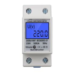 LCD Digitale Stromz&auml;hler Wechselstromz&auml;hler Hutschiene KWh Z&auml;hler 5(80) A 1-phasiger 2-poliger 2P-DIN-Schienen-Stromz&auml;hler