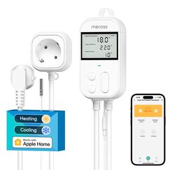 Meross Smart Thermostat Steckdose f&uuml;r HomeKit Digital WLAN Temperaturregler WiFi Heizungsthermostat Steckdose mit F&uuml;hler f&uuml;r Heizung und K&uuml;hlung 16 A, 2,4GHz, Wei&szlig;