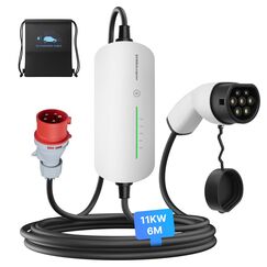 EVSEdesigner Mobile Wallbox Ladekabel Typ 2 6-16A 11kW Ladekabel CEE EV Ladeger&auml;t mit Tragetasche f&uuml;r alle Elektrofahrzeuge und Plug-in-Hybridfahrzeuge 6 Meter 3-Phasig