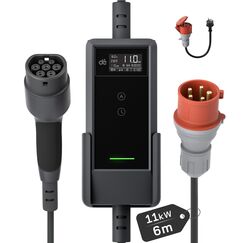 d&eacute; Mobile Wallbox/Ladestation 11kW [6m|3-phasig|6-16A] mit Einstellbarer Ladeleistung, Ladekabel CEE 16A auf Typ 2 und EV Ladeger&auml;t f&uuml;r Model Y/3, ID.3/4/5, MG4, EX30, e-up, e-tron und BEV/PHEV