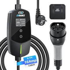 EVDANCE Typ 2 Ladekabel Schuko 3.68kW [1-phasig, 6.1m, 6-16A] Ladekabel Elektroauto mit 0-12h Zeitverz&ouml;gerung Typ 2 Schuko f&uuml;r Elektroauto & Hybrid (PHEV/EV)