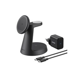 Anker MagGo 3-in-1 15W MagSafe kompatibles Ladegerät, iPhone Induktive Ladestation, Qi2-zertifiziert Wireless Charger für iPhone 17/16/15/14/13/12, Apple Watch, AirPods Pro und mehr (Adapter inkl.)