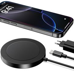 Ladegerät Wireless Charger für iPhone: Ladestation Induktive kabellos Ladepad Kompatibel mit iPhone 17 Air 16e 16 15 14 13 12 und für Air Pods 4 3 2 Pro mit 20W Schnelles Adapter (Schwarz)