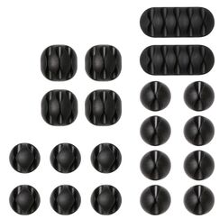 URAQT Kabelclips Kabelhalter, Vielzwecke Kabelf&uuml;hrung Kabel Organizer Set f&uuml;r Schreibtisch, Netzkabel, USB Ladekabel, Ladeger&auml;te, Audiokabel, 20 St&uuml;ck, Schwarz