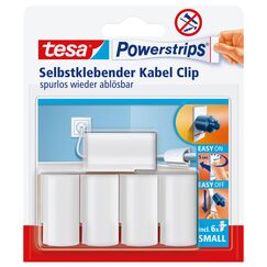 tesa Powerstrips Kabelclip/Kabel Clip selbstklebend/Zur Fixierung von Kabeln/In Wei&szlig; / 1 x 5 Stk.