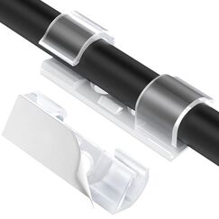 AGPTEK 30 St&uuml;ck Kabelclips, Selbstklebende Kabelhalter f&uuml;r Schreibtisch, Netzkabel, Verl&auml;ngerungskabel, TV-Kabel, LAN-Kabel, Kabelklemme Set mit Schrauben, keine Spur Kabelmanagement, Transparent
