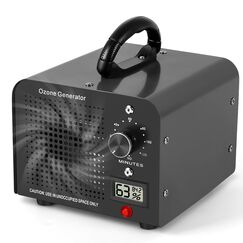 Ozongenerator, 60000mg/Std Ozonger&auml;t mit Temperatur- und Luftfeuchtigkeitsanzeige, Ozon Luftreiniger mit 120 Min Timer, f&uuml;r Auto, Wohnung, Raum, Rauch, Haustierger&uuml;che und K&uuml;chenger&uuml;che, Schwarz