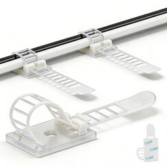 SZFUDIGO Schreibtisch-Draht-Organizer Kabelbinder selbstklebende Kabelclips Kabelmanagement Kabelhalter f&uuml;r den Schreibtisch 50 Stk wei&szlig;